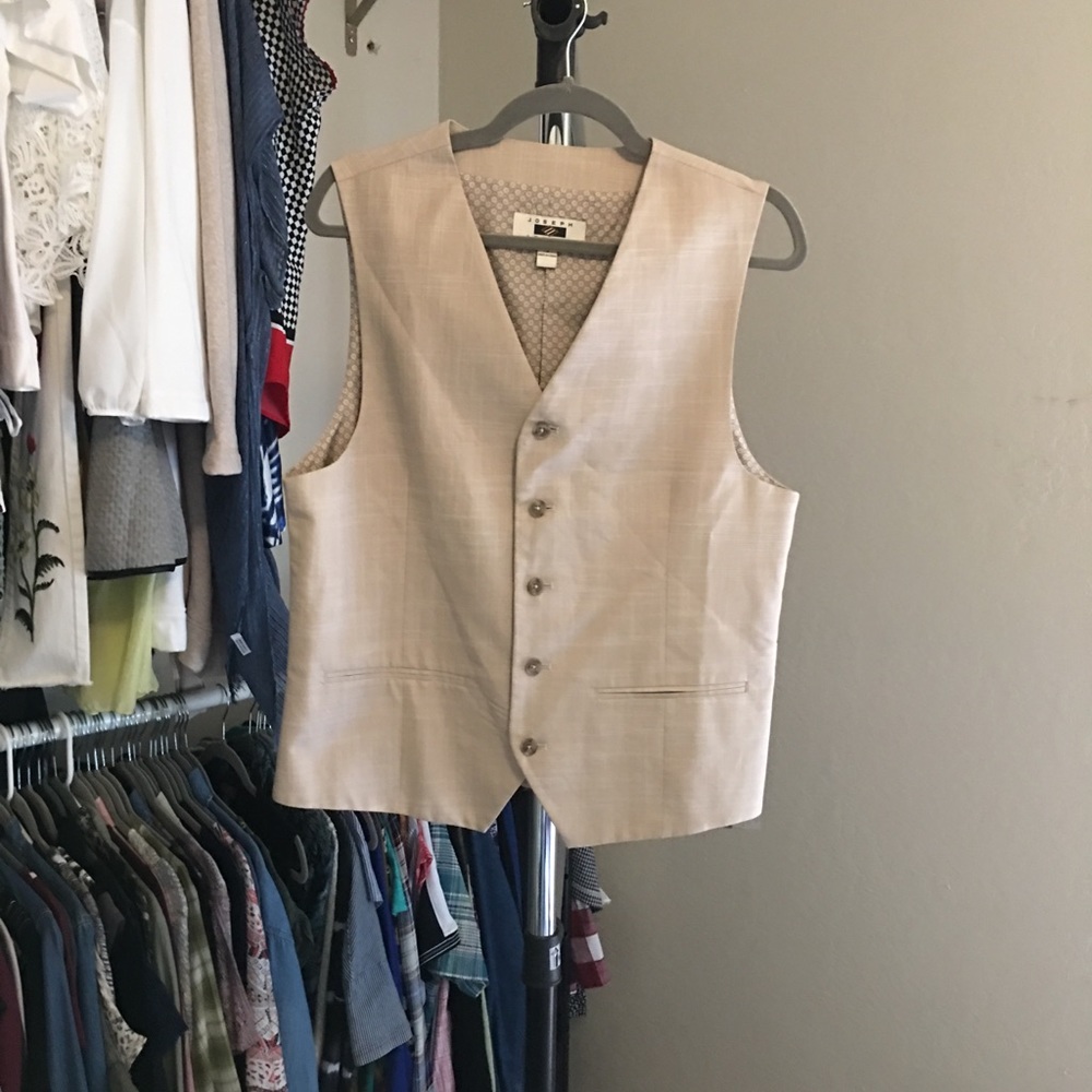 Joseph Abboud Men's Light Beige/Tan Dress Vest